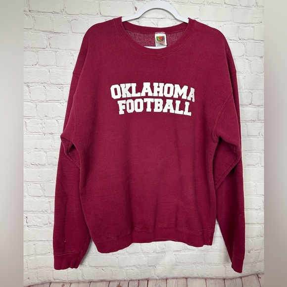 Vintage Oklahoma Sooners Football OU fleece lined '90s crewneck sweatshirt sz XL - Picture 1 of 6